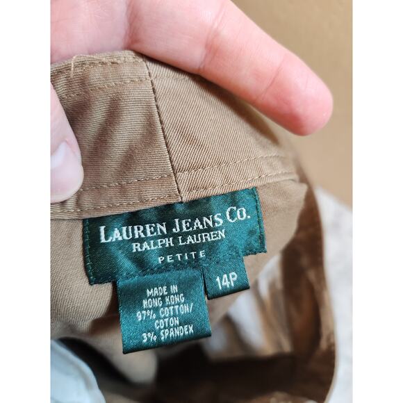 Ralph Lauren Jeans Co. Women's Brown Stretch‎ Cotton Pencil Skirt Size 14 Petite - Picture 3 of 5